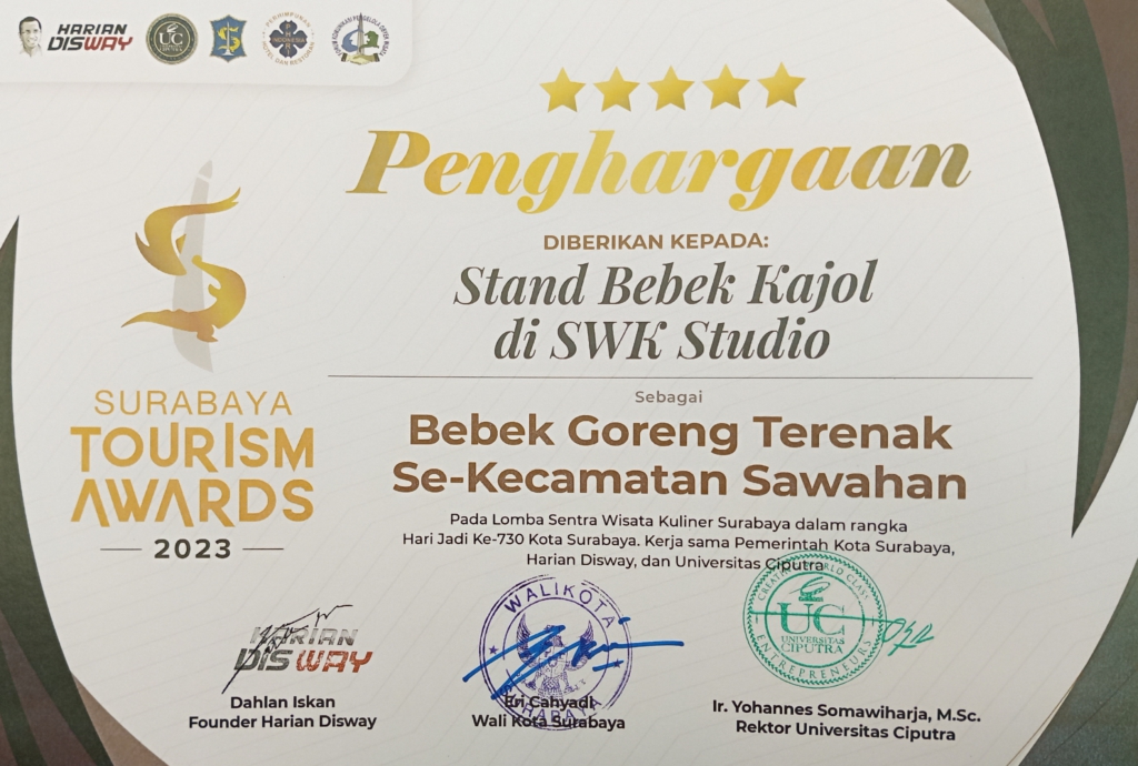 Bebek Kajol (Kantinnya Ojol) Dinobatkan Sebagai Menu Bebek Terenak se-Kecamatan Sawahan Surabaya 
